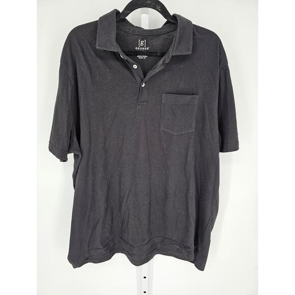 George Men's Black Collared Button Short Sleeve Polo T-shirt Size XL/XG - Picture 1 of 3